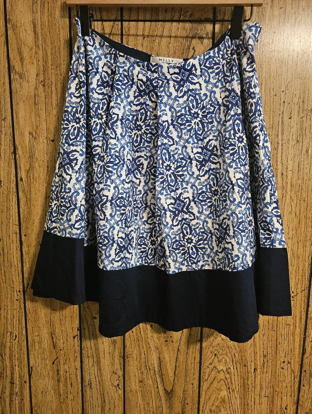 MILLY FOR DESIGNATION Blue Tile Grecion A Line Skirt - Medium